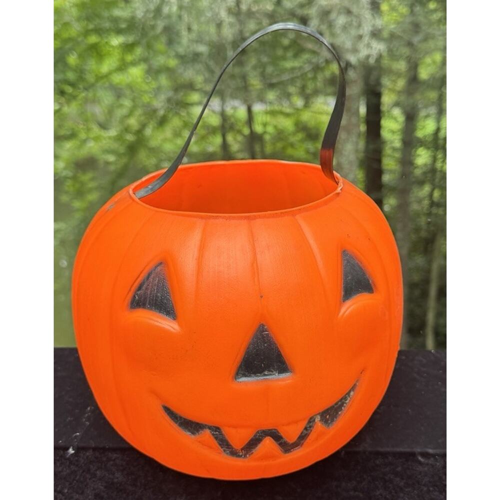 Vtg Empire Blow Mold Jack O’Lantern Candy Bucket Pumpkin Trick Or Treat Nice! -7